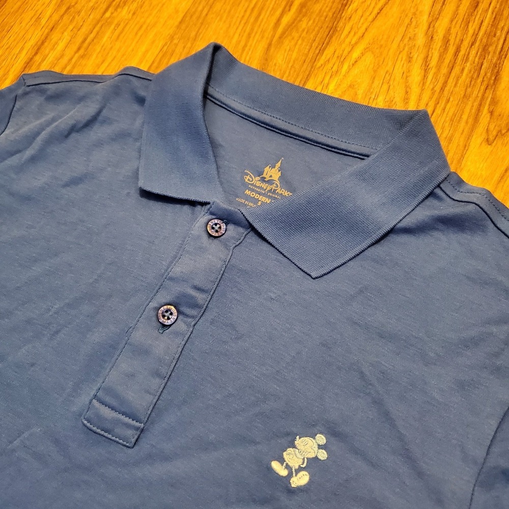 Mickey Mouse Golf Polo Shirt Adult‎ Small Blue Modern Fit Disney Parks